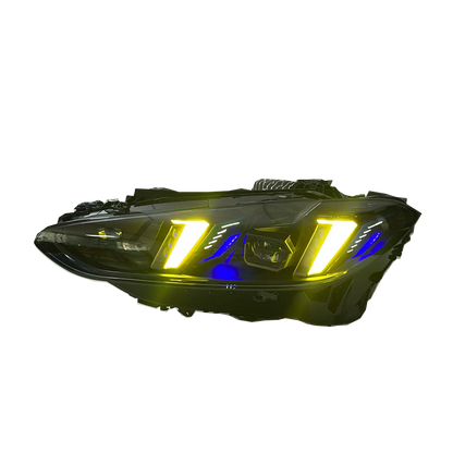 Vekto V3 Smoked Snake Eye Tri-Color LED Headlights for BMW G22 G80 G82 4 Series M3 M4 2021-2025, with smoked lens and tri-color LEDs.