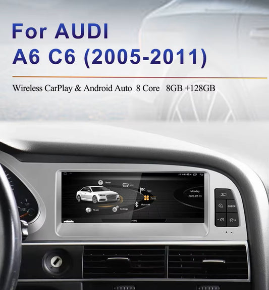 Upgrade Multimedia 8.8" Touchscreen compatible with Audi A6 C6 2005-2011 with 8-Core Android14 Wireless CarPlay GPS & Navigation