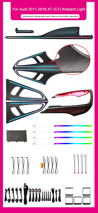 Audi A7 C7 Interior 64-Color Symphony LED Ambient Light Kit 2011 - 2018 - AudiGear.com - Interior Lighting