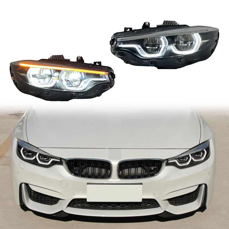 Vekto LED headlights for BMW 4 Series F32/F33 2013-2017, showcasing sleek headlight design with bright LED illumination.