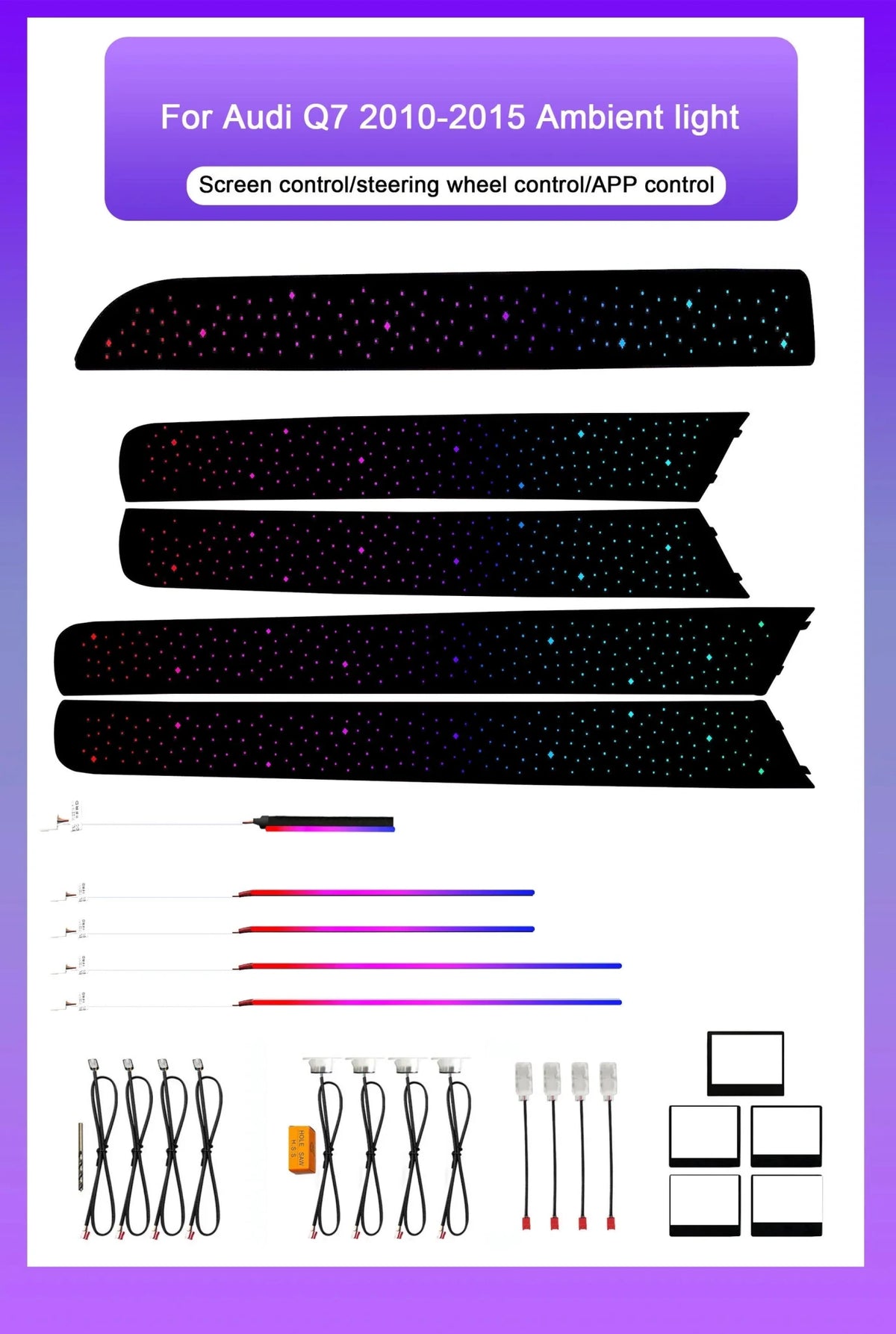Audi Q7 Interior 64-Color Symphony LED Ambient Light Kit 2006 - 2015 - AudiGear.com - Interior Lighting