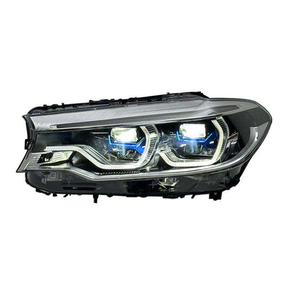 Vekto dual-color LED headlights for BMW 5 Series G30/G38 and M5 F90 2018-2020, showcasing sleek headlight design and bright illumination