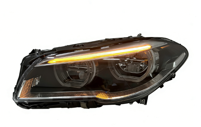 Vekto dual color angel eyes LED headlights assembly for BMW 5 Series F10 F18 2010-2013, showing the headlight with LED rings.