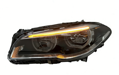 Vekto dual color angel eyes LED headlights assembly for BMW 5 Series F10 F18 2010-2013, showing the headlight with LED rings.