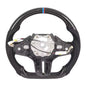 Vekto heated carbon fiber steering wheel for BMW G20 G80 G82 M3 M4, featuring textured carbon fiber surface with heating controls.