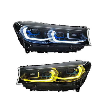 Vekto dual color LED headlight assembly for BMW 7 Series G12 (2016–2018), showing the headlight with LED design and dual color features.