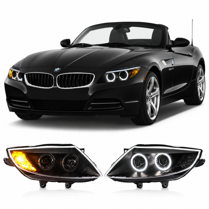 Vekto LED headlights assembly for BMW Z4 E89 (2003–2008), showing the sleek headlight design with clear lenses and modern lighting elements.