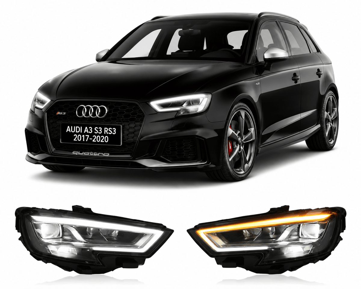 LED Headlights for Audi A3 / S3 / RS3 2017–2020 Plug-and-Play Projector Assembly (EU model) - AudiGear.com - Headlights
