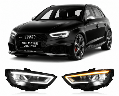LED Headlights for Audi A3 / S3 / RS3 2017–2020 Plug-and-Play Projector Assembly (EU model) - AudiGear.com - Headlights
