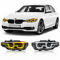 Vekto dual-color LED headlights for BMW 3 Series F30/F35 (2013-2018), showcasing modern headlamp design and lighting features.