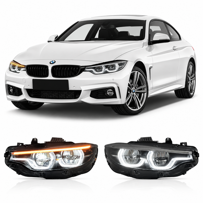Vekto LED headlights for BMW 4 Series F32/F33 2013-2017, showing modern headlight design with bright LED illumination.