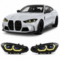 Vekto dual-color LED DRL headlight module for BMW G22 G23 G80 G82 M3 M4 2021-2023, shown installed on vehicle.