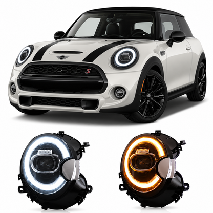 Vekto LED headlights assembly for BMW MINI F55 F56 F57 models 2014-2019, showing the detailed headlight unit with LED components.