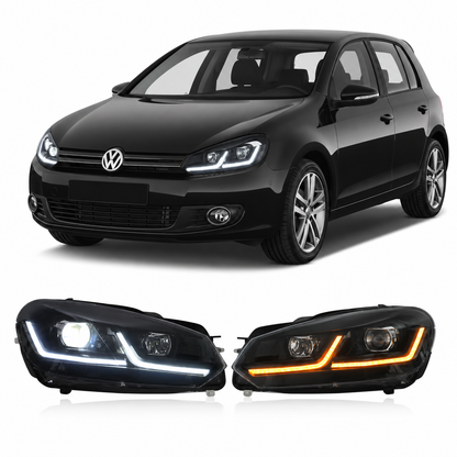 Vekto LED headlights for Volkswagen Golf Mk6 2013-2017, clear and bright headlight assembly with modern design.