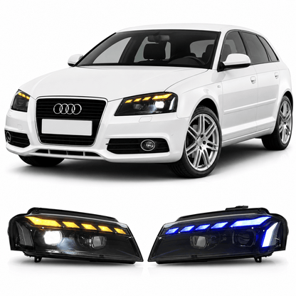 RS Style LED Headlights Assembly for Audi A3 (2008–2012) - AudiGear.com - Headlights