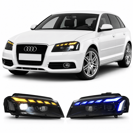 RS Style LED Headlights Assembly for Audi A3 (2008–2012) - AudiGear.com - Headlights