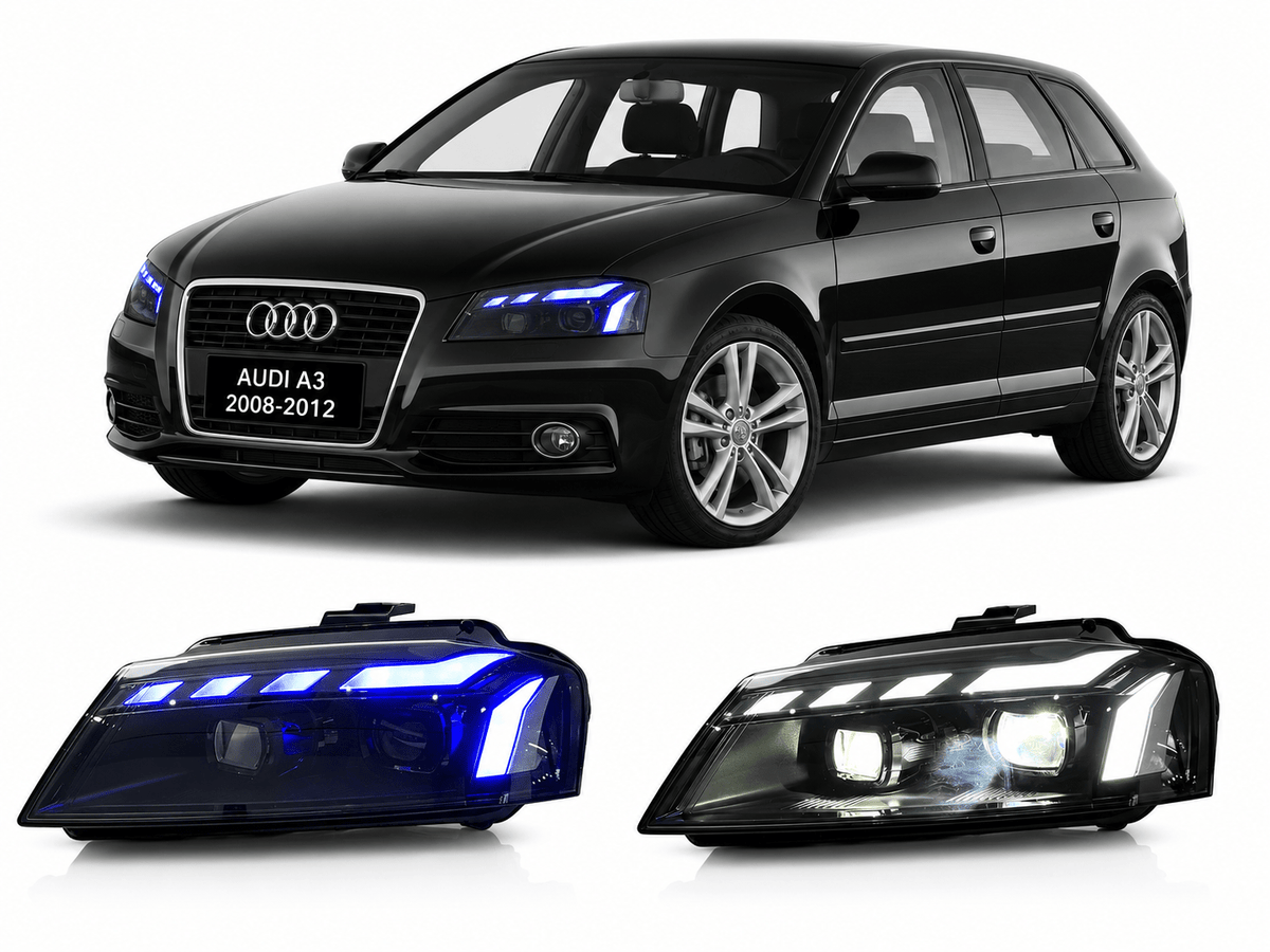 RS Style LED Headlights for Audi A3 2008-2012 - AudiGear.com - Headlights