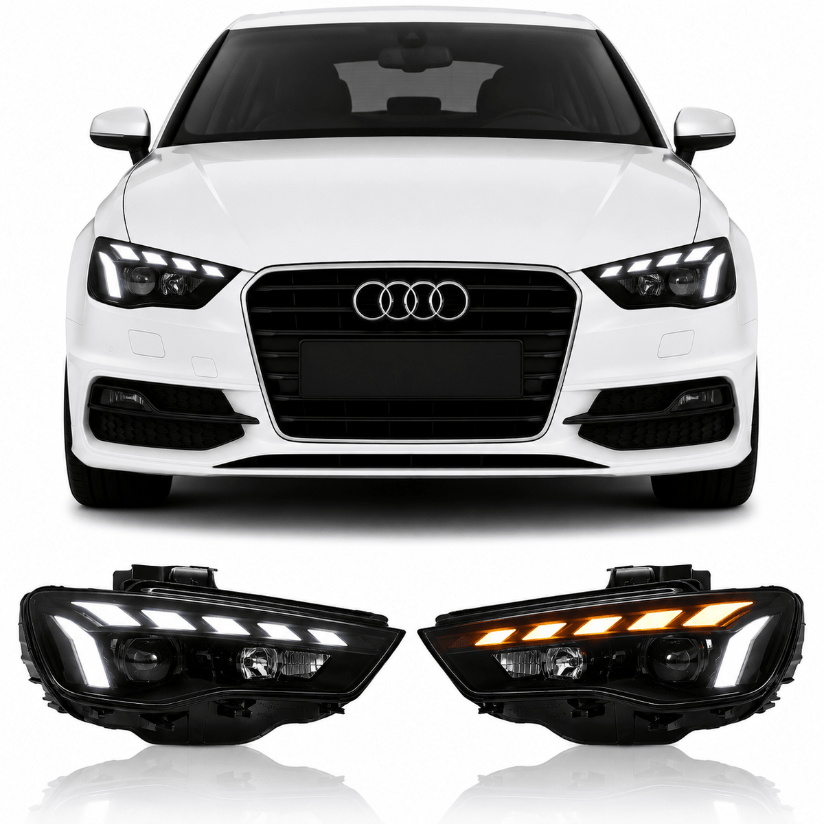 LED Headlight Upgrade for Audi A3 8V 2013-2016 Halogen Models - AudiGear.com -