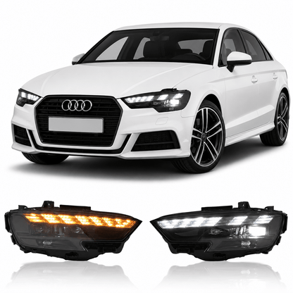 LED Headlights for Audi A3 2017-2020 with Dynamic DRL & Flowing Turn Signals - AudiGear.com - Headlights