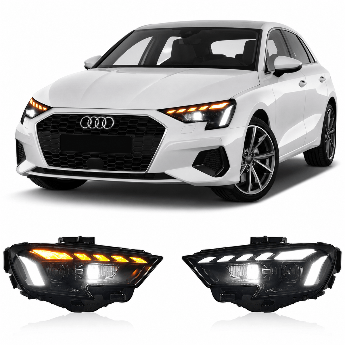 Laser-Style LED Headlights for Audi A3 2017-2020 - AudiGear.com - Headlights