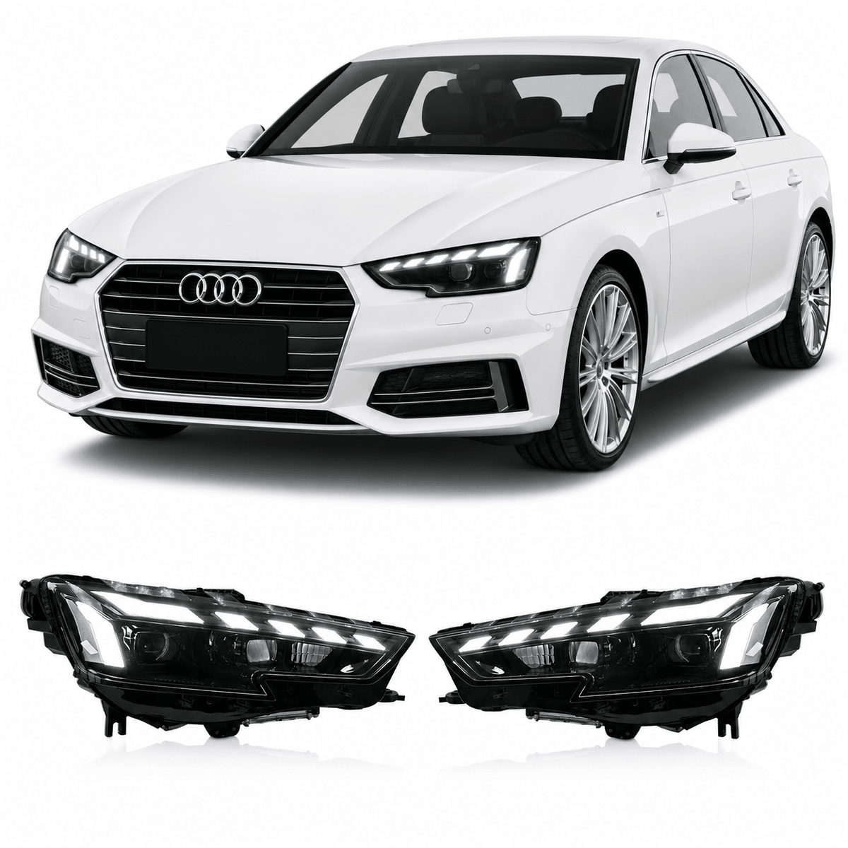 LED Headlights for Audi A4 2017-2019 with DRL & Sequential Turn Signals - AudiGear.com - Headlights