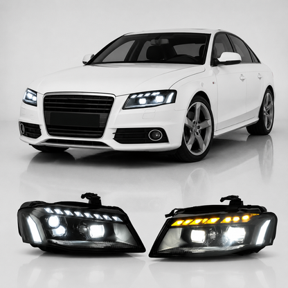 LED Headlights Assembly for Audi A4 B8 (2008–2012) | RS Style Upgrade | LED Daytime Running Lights | Plug & Play
