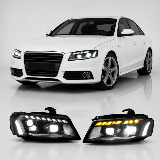 LED Headlights Assembly for Audi A4 B8 (2008–2012) | RS Style Upgrade | LED Daytime Running Lights | Plug & Play - AudiGear.com - Headlights