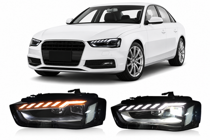Vekto dual-color snake eyes LED headlights for BMW E60 5 Series 2003-2010, shown on a white background.