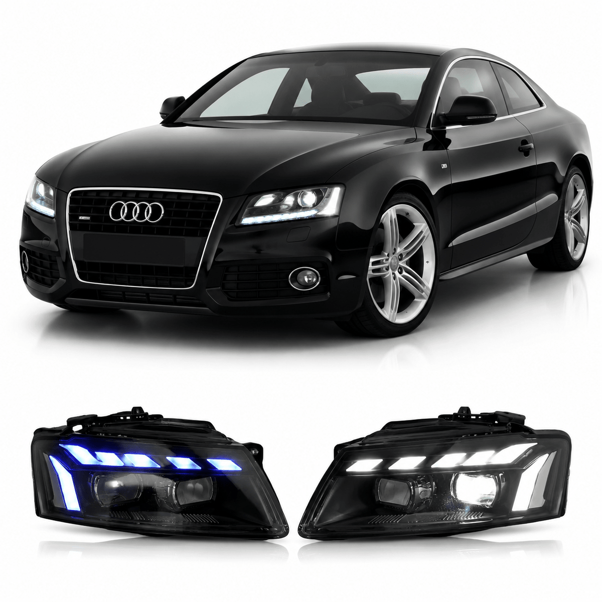 RS Style LED Headlights Assembly for Audi A5 (2008–2012) - AudiGear.com - Headlights