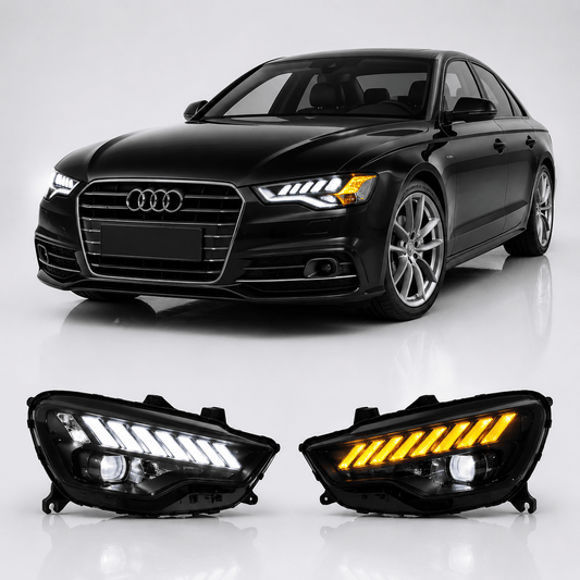 LED Headlights Assembly for Audi A6 / A6L C7 (2012–2018) | Dynamic Turn Signal Upgrade | LED Daytime Running Lights | Plug & Play - AudiGear.com - Headlights