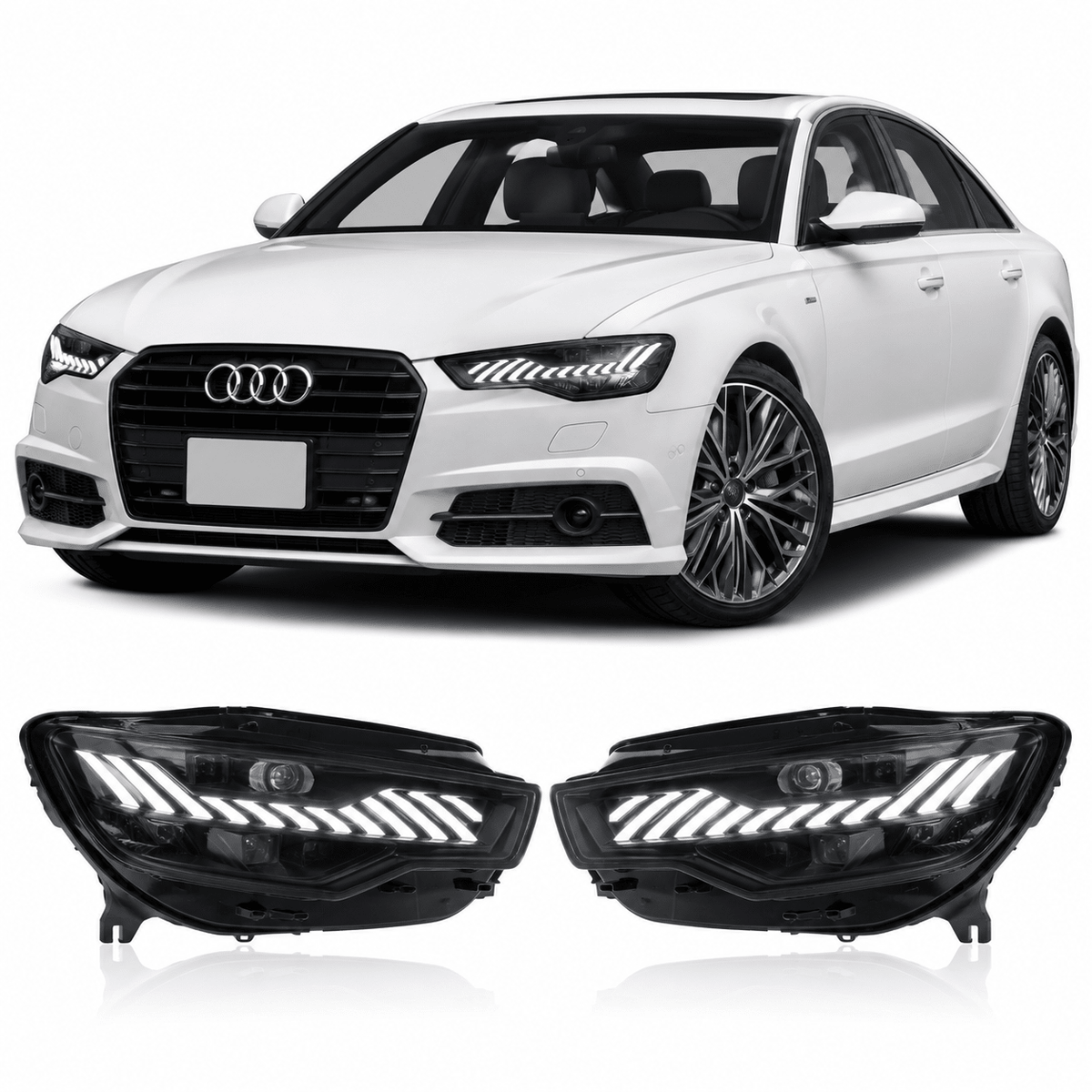 RS-Style LED Projector Headlights for Audi A6 C7 2012-2015 - AudiGear.com - Tail Lights