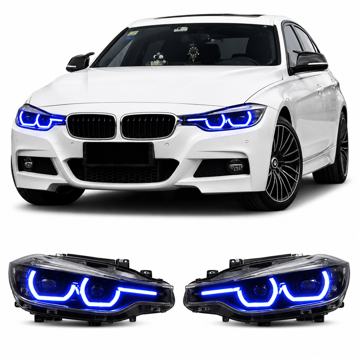 Vekto RGB LED DRL headlight modules for BMW F30 F31 F35 3 Series 2016-2019 with American standard design