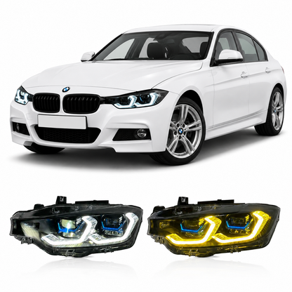 Vekto G22 style dual-color LED headlights for BMW F30, F31, F35 2013-2018, featuring modern design and bright illumination