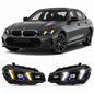 Vekto Snake Eye dual-color LED headlights for BMW 3 Series G20 G28 2023-2024, front view showing sleek design and lighting features
