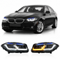 Vekto dual color LED headlights assembly for BMW 5 Series F10/F18, showing sleek headlight design with LED lighting elements.