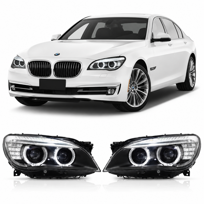 Vekto OEM Xenon HID headlight assembly for BMW 7 Series F01/F02 LCI 2013-2015, showing front view of the headlights.