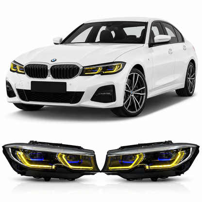 Vekto laser style dual-color LED headlights for BMW G20 G21 3 Series Pre-LCI 2019-2022, showing modern headlight design.