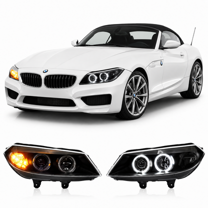 Vekto LED headlights assembly for BMW Z4 E85 (2003–2008), showing the clear lens and modern headlight design.