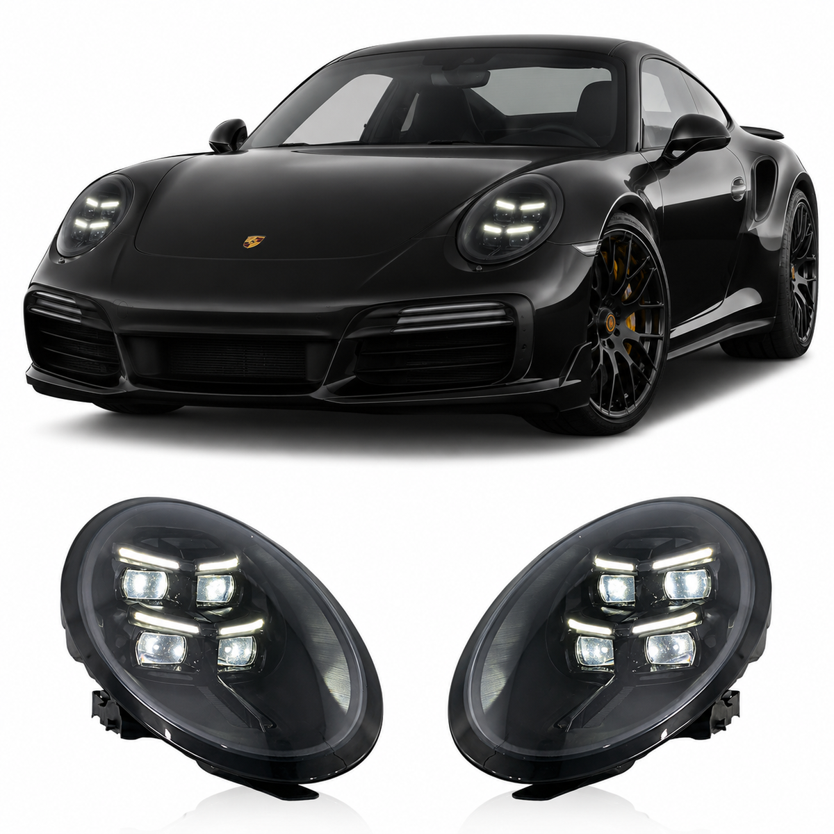Matrix-Style Smoked LED Headlights for Porsche 911 (991) 2013-2018