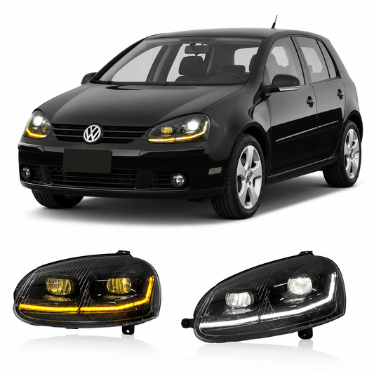 Dual-Color Smoked LED Headlights for Volkswagen Golf Mk5 2006-2010 - AudiGear.com - Headlights