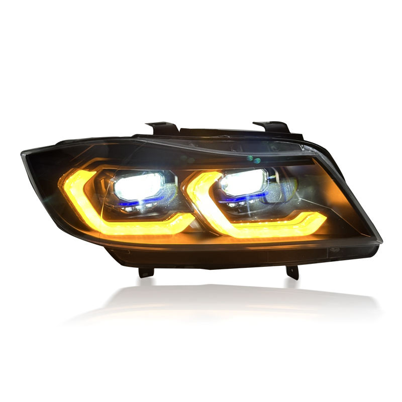 Vekto dual color LED headlights assembly for BMW 3 Series E90, featuring modern design and bright illumination.