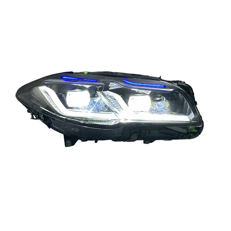 Vekto dual color LED headlights assembly for BMW 5 Series F10/F18 showing sleek, modern headlight design with dual color LEDs.