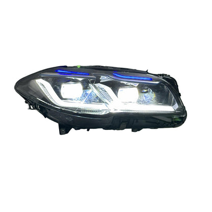 Vekto dual color LED headlights assembly for BMW 5 Series F10/F18 showing sleek, modern headlight design with dual color LEDs.