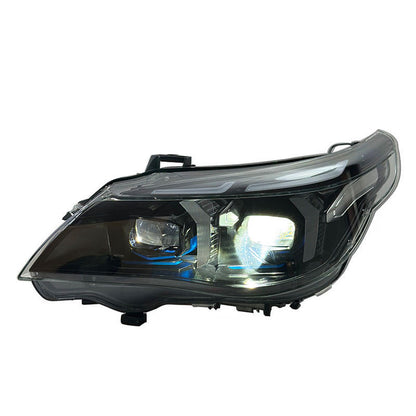 Vekto dual color LED snake eyes headlights assembly for BMW 5 Series E60 2003-2010, showing close-up of headlight design