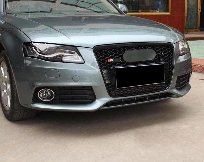 RS4 Style Mesh Grille for Audi A4 S4 B8 2008-2012 Gloss Black Quattro