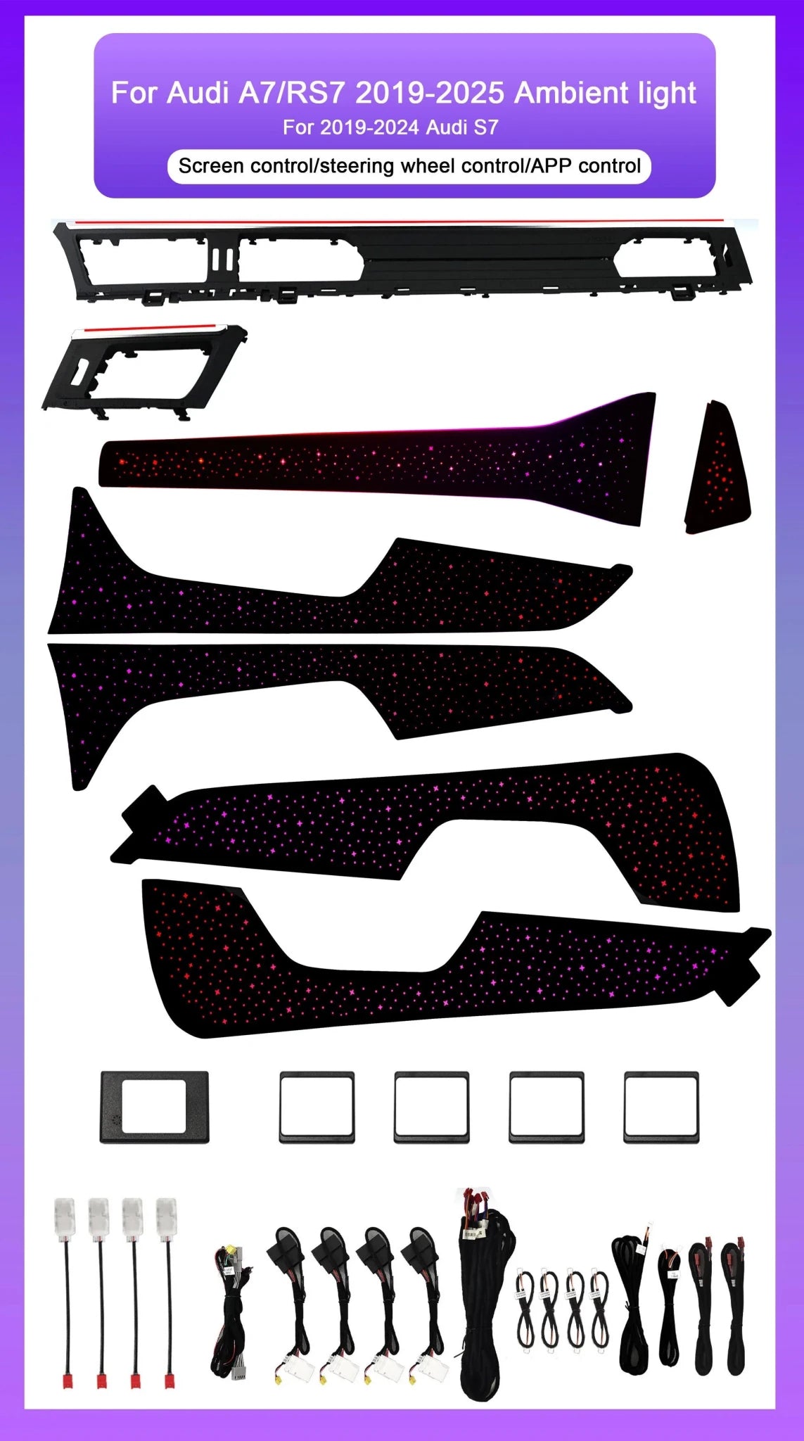 Audi A7 / S7 / RS7 / A6 C8 Interior 64-Color LED Ambient Light Kit 2019 - 2025 - AudiGear.com - Interior Lighting