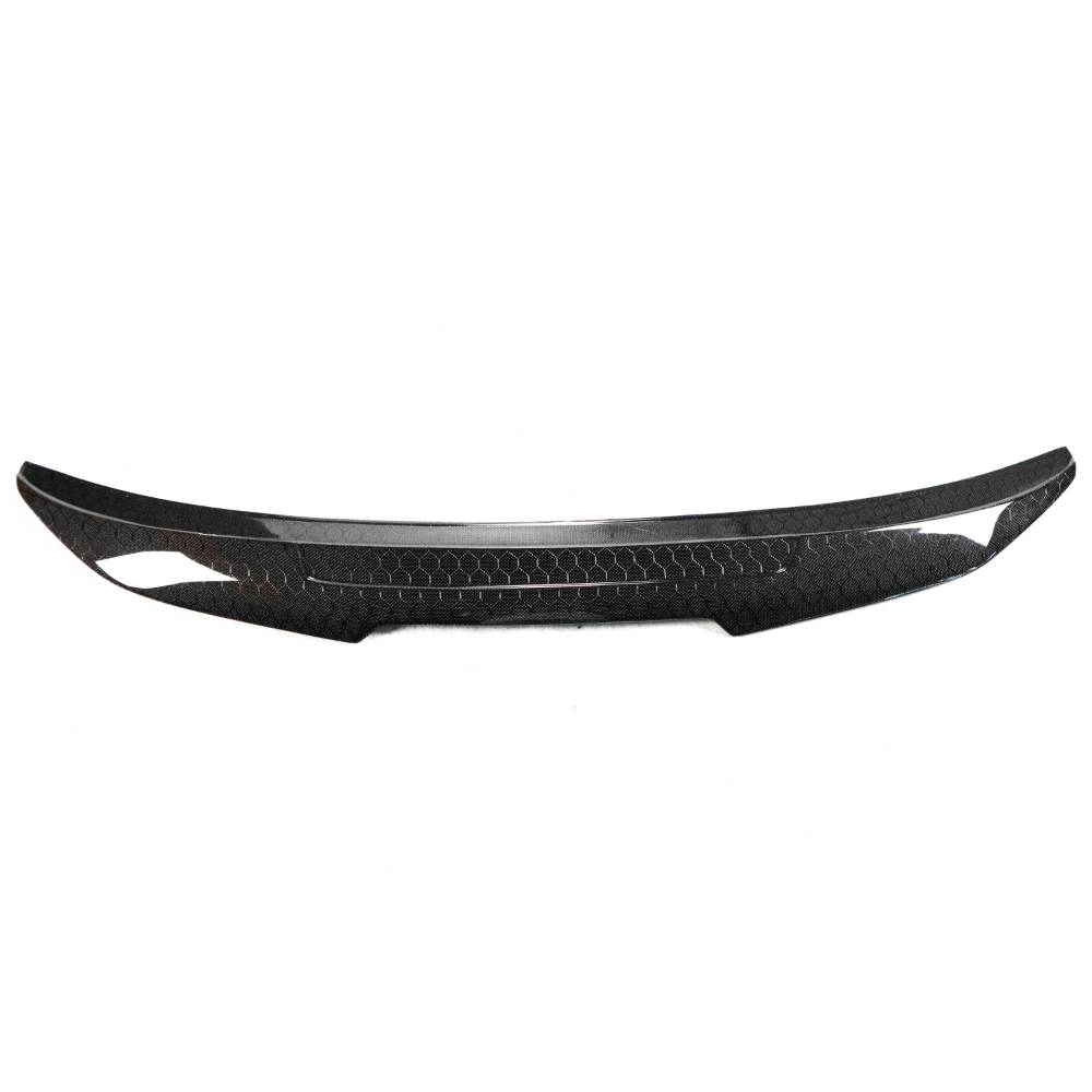 HoneyComb Carbon BMW F22 and F87 M2 trunk spoiler by Palenon Performance, showing the sleek honeycomb design on the car's trunk.