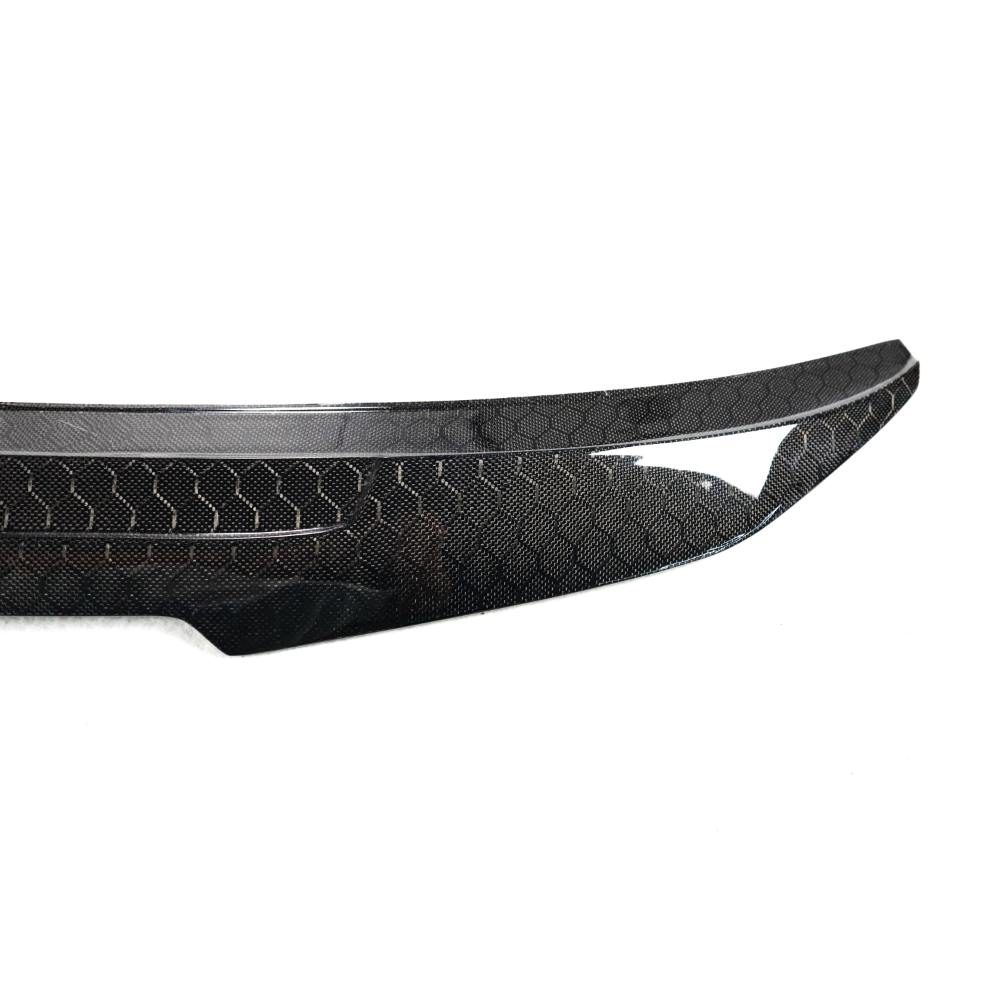 HoneyComb carbon fiber BMW G30 and F90 M5 trunk spoiler by Palenon Performance, showcasing sleek aerodynamic design.