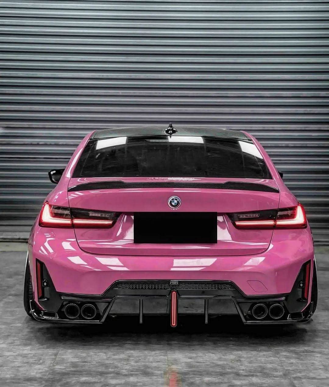 BMW 3 Series G20 G28 G80 M3 carbon fiber trunk spoiler by K2 Industries, showing sleek aerodynamic design and textured finish.