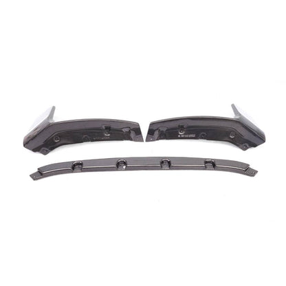 Carbon fiber M Style front lip for BMW M2 G87 by Palenon Performance, shows sleek, aerodynamic design on a black vehicle.